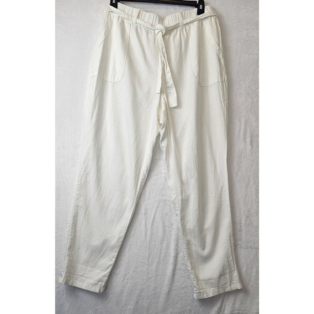 NY&C SOHO White Linen Blend Casual Boyfriend Pants NWT $44.95 Women's XL